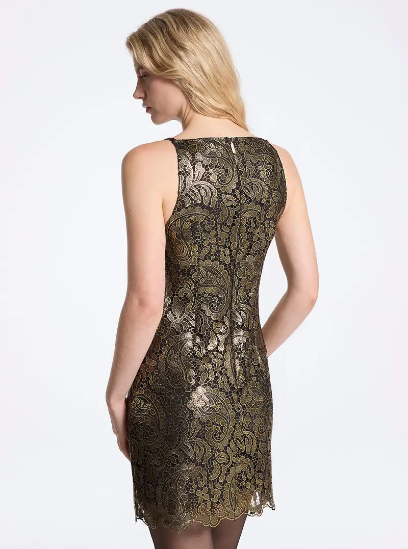 MK Miniabito in pizzo paisley metallizzato - Oro - Michael Kors miniatura 2