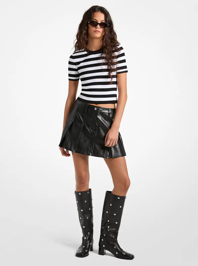 MK Minigonna a pieghe in vernice - Nero - Michael Kors miniatura 2