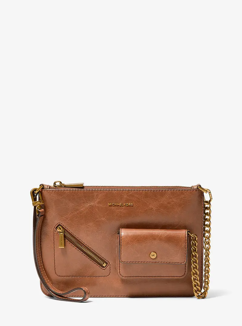 MK Pochette da polso convertibile Jet Set grande Pelle con zip - Marrone - Michael Kors