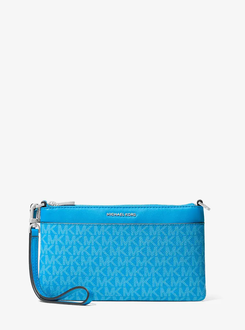 MK Pochette da polso convertibile Jet Set media con logo - Blu - Michael Kors