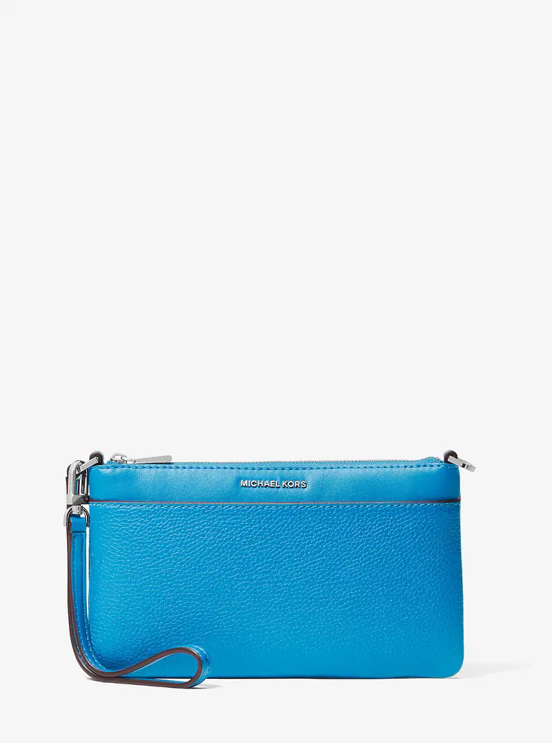 MK Pochette da polso convertibile Jet Set media in pelle martellata - Blu - Michael Kors miniatura 3