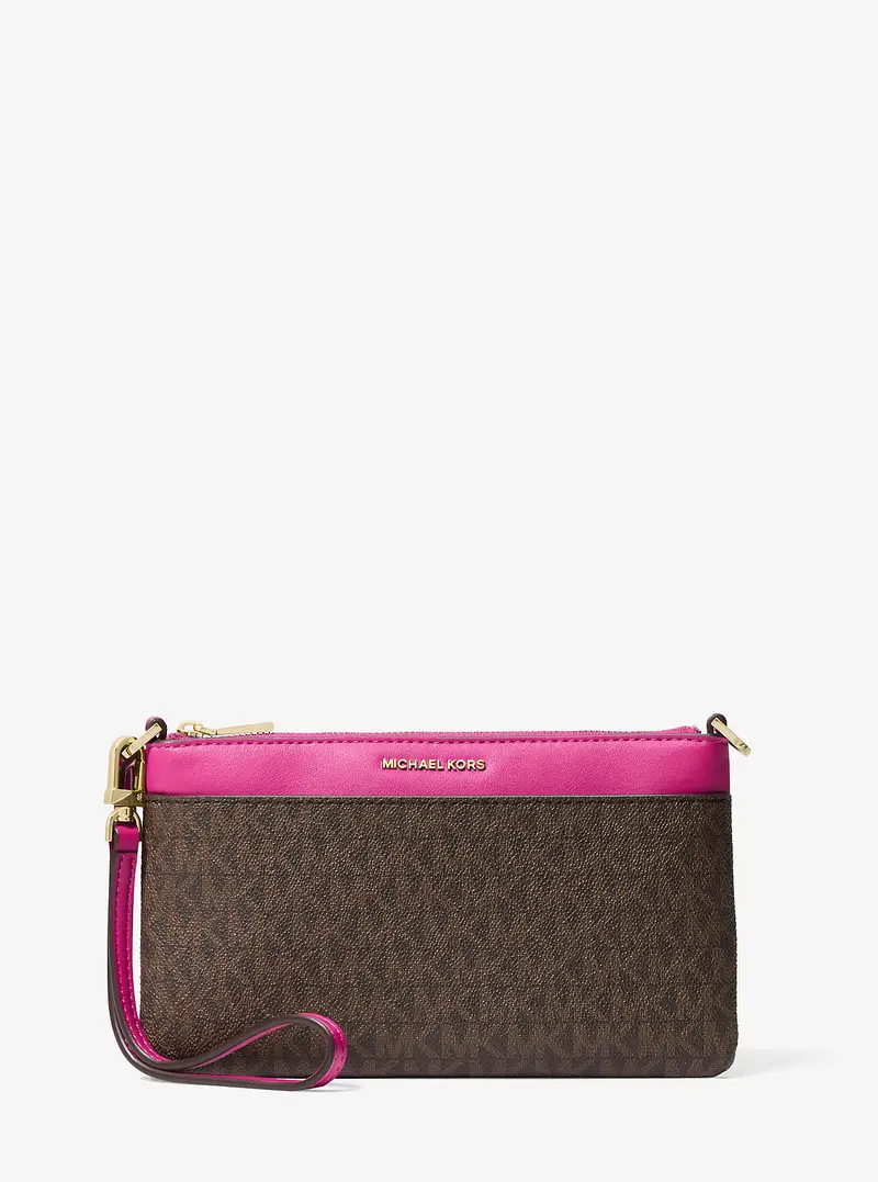 MK Pochette da polso Jet Set media con logo - Rosa - Michael Kors miniatura 3