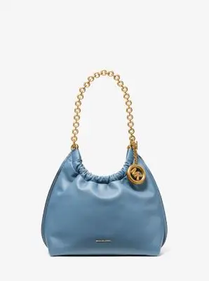 MK Pochette Indie media in pelle - Blu - Michael Kors miniatura 2