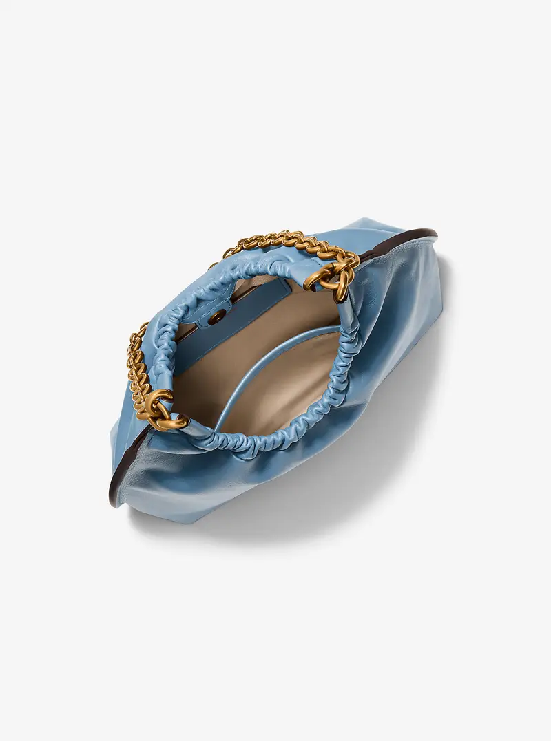 MK Pochette Indie media in pelle - Blu - Michael Kors miniatura 3