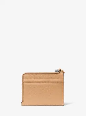 MK Porta carte di credito con cinturino da polso Jet Set piccolo in pelle martellata - Marrone - Michael Kors miniatura 2