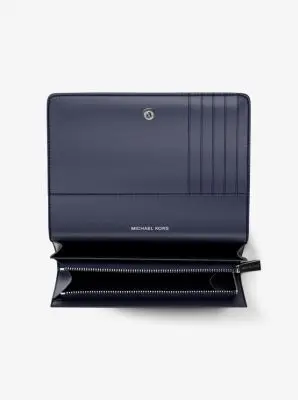 MK Portafoglio Jet Set grande in pelle martellata - Blu - Michael Kors miniatura 3