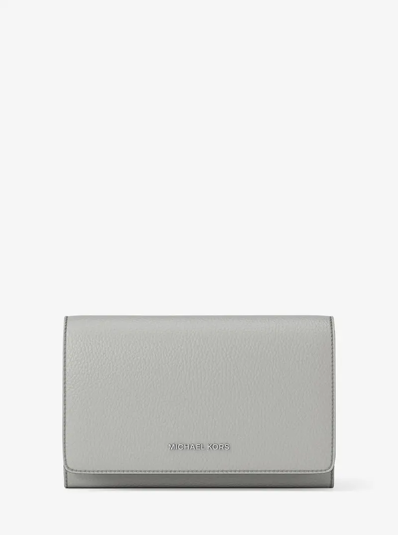 MK Portafoglio Jet Set grande in pelle martellata - Grigio - Michael Kors