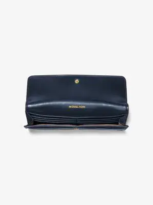 MK Portafoglio Jet Set grande in pelle Saffiano con chiusura a scatto - Blu - Michael Kors miniatura 2