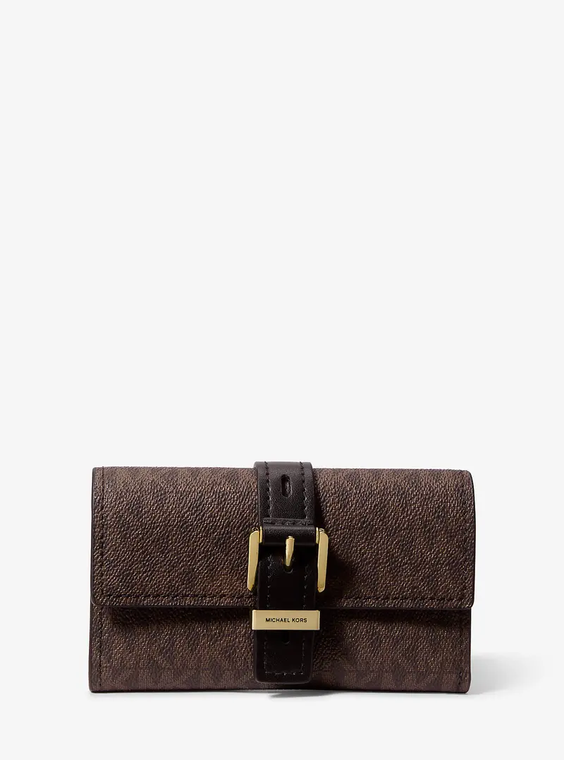 MK Portafoglio Nolita medio a tre ante con stampa logo - Marrone - Michael Kors