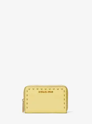 MK Portafoglio piccolo in pelle con borchie - Giallo - Michael Kors miniatura 2