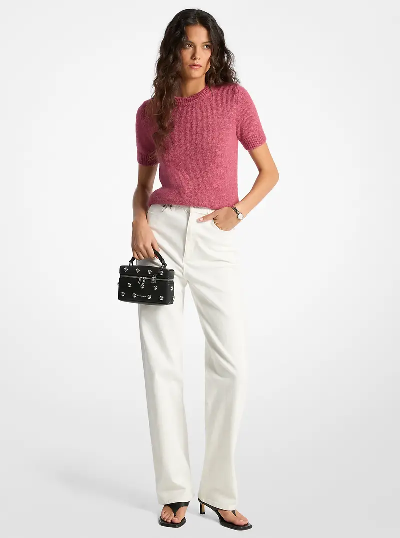Michael Michael Kors Pullover a maniche corte in misto alpaca rosa miniatura 2