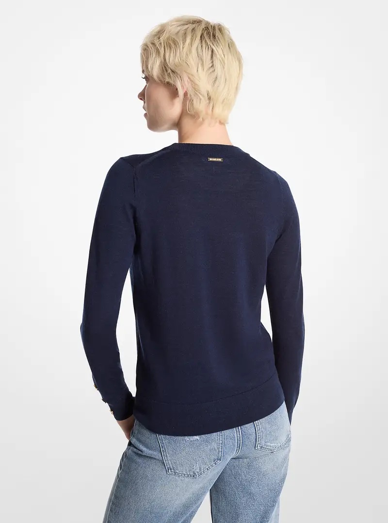 MK Pullover in lana merino - Blu - Michael Kors miniatura 2