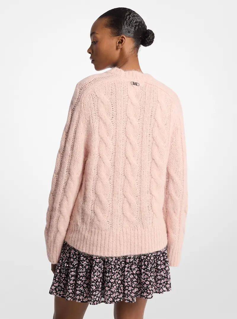 MK Pullover in misto alpaca e nylon a trecce - Rosa - Michael Kors miniatura 2