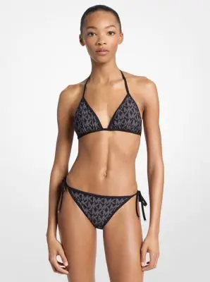 MK Reggiseno bikini a triangolo reversibile con logo - Nero - Michael Kors miniatura 2