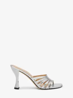 MK Sandalo Haisley in pelle metallizzata - Argento - Michael Kors miniatura 2