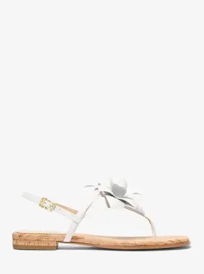 MK Sandalo Jacie in pelle con cinturino a T e motivi floreali - Bianco - Michael Kors miniatura 2
