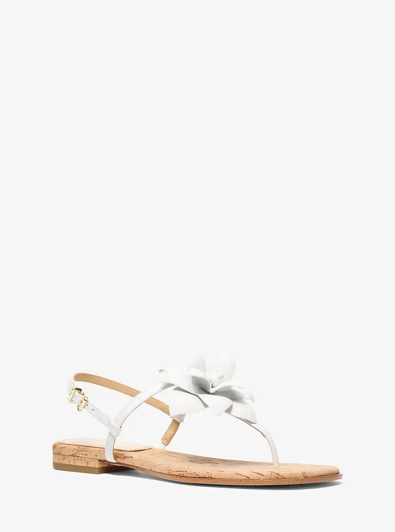 MK Sandalo Jacie in pelle con cinturino a T e motivi floreali - Bianco - Michael Kors