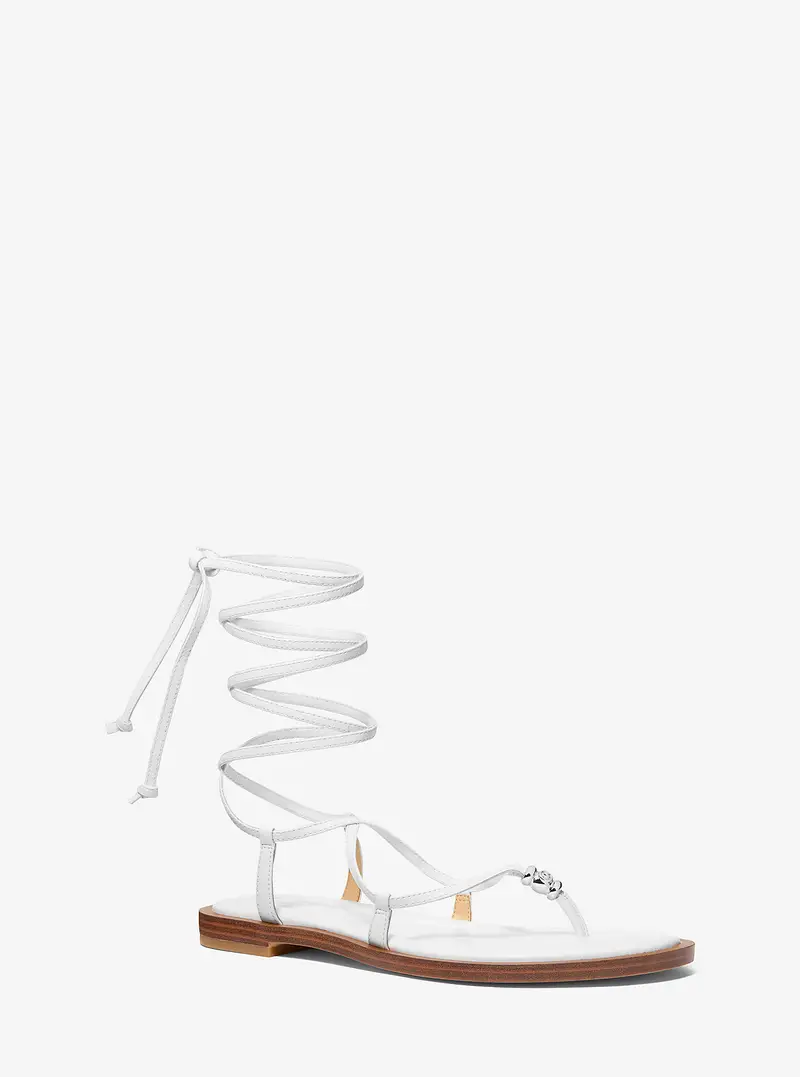 MK Sandalo Khloe in pelle decorata con lacci - Bianco - Michael Kors