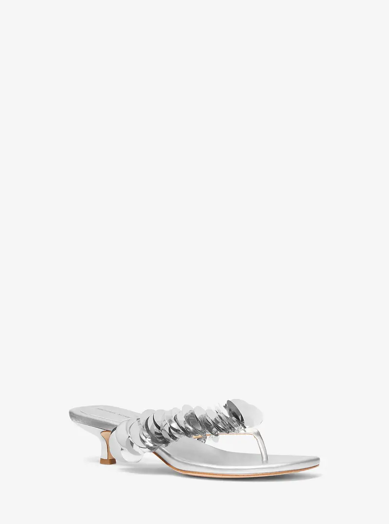 MK Sandalo Loretta metallizzato con paillettes - Argento - Michael Kors