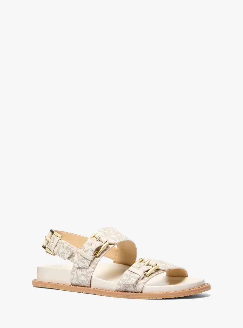 MK Sandalo Nia con stampa logo - Naturale - Michael Kors miniatura 3