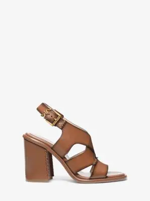 MK Sandalo Raven in pelle brunita con tacco a blocco - Marrone - Michael Kors miniatura 3