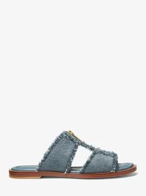 MK Sandalo slide Berkley in denim sfrangiato - Bianco - Michael Kors miniatura 2