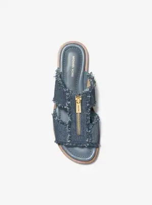 MK Sandalo slide Berkley in denim sfrangiato - Bianco - Michael Kors miniatura 3