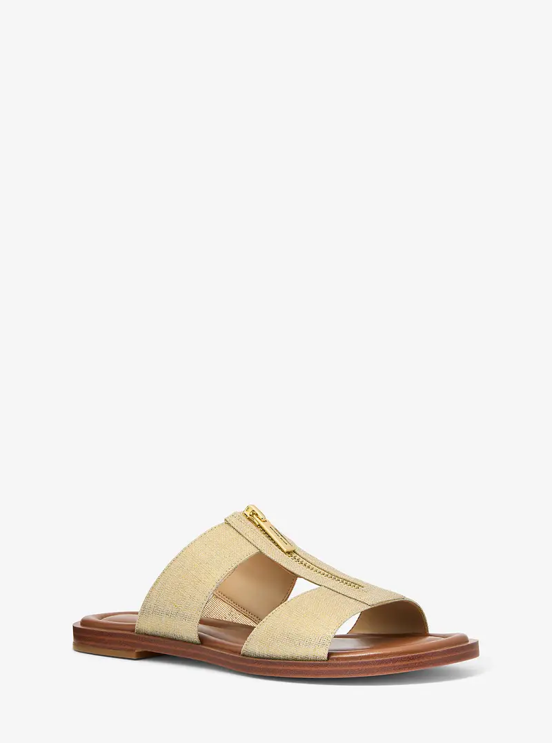 MK Sandalo slide Berkley in lino metallizzato - Oro - Michael Kors