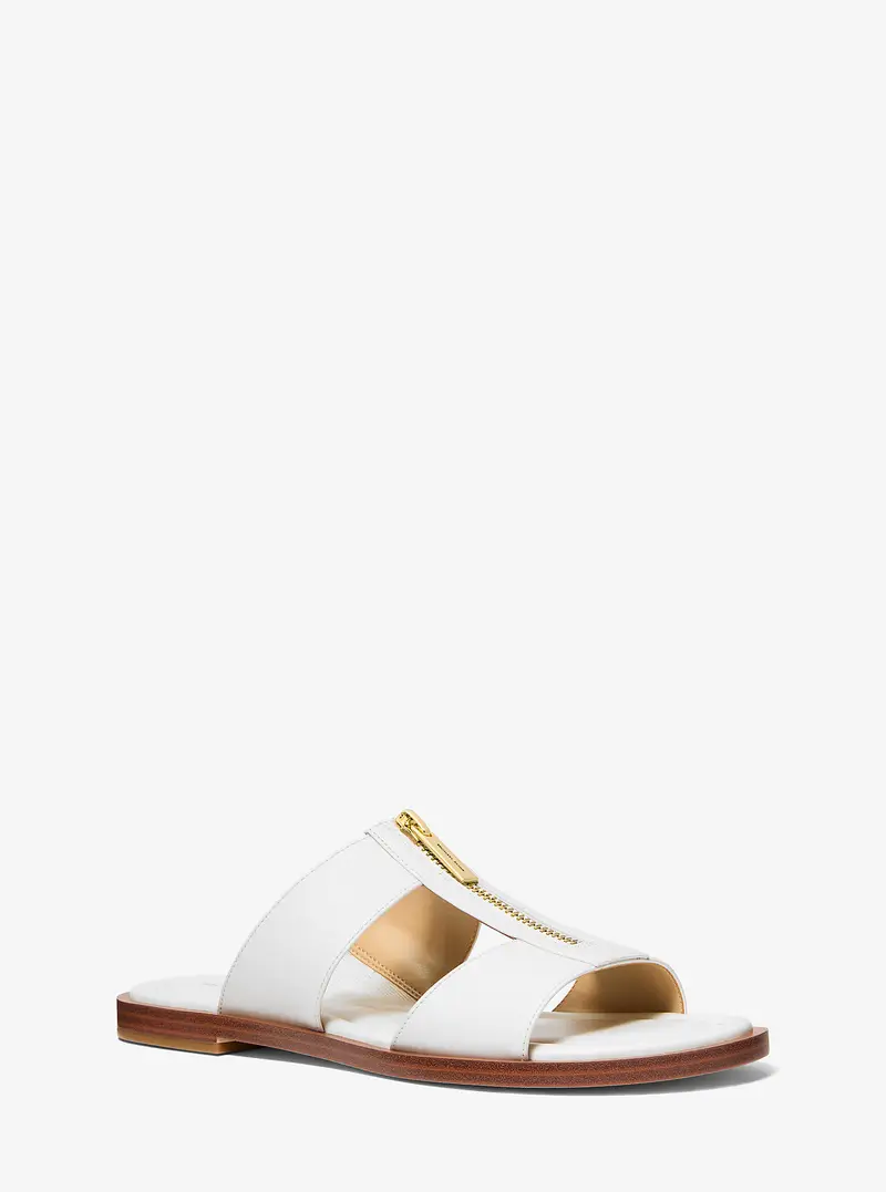 MK Sandalo slide Berkley in pelle - Bianco - Michael Kors