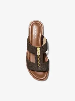 MK Sandalo slide Berley con stampa logo - Marrone - Michael Kors miniatura 3