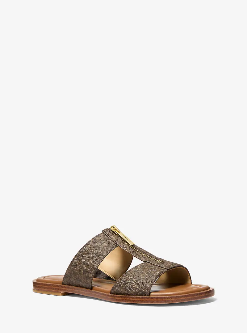 MK Sandalo slide Berley con stampa logo - Marrone - Michael Kors