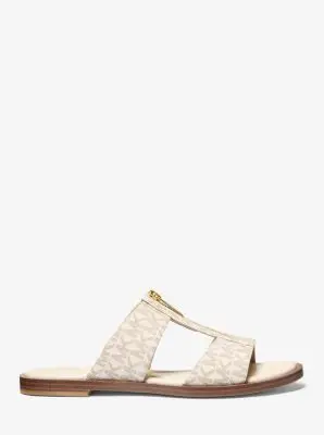 MK Sandalo slide Berley con stampa logo - Naturale - Michael Kors miniatura 3