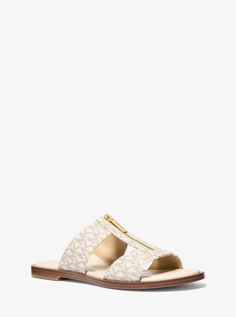 MK Sandalo slide Berley con stampa logo - Naturale - Michael Kors