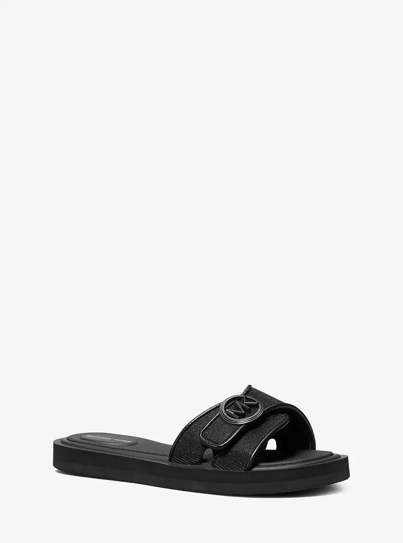 MK Sandalo slide con glitter e logo - Nero - Michael Kors