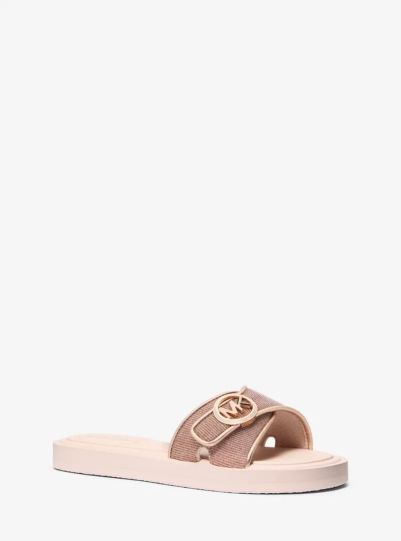 MK Sandalo slide con glitter e logo - Oro Rosa - Michael Kors