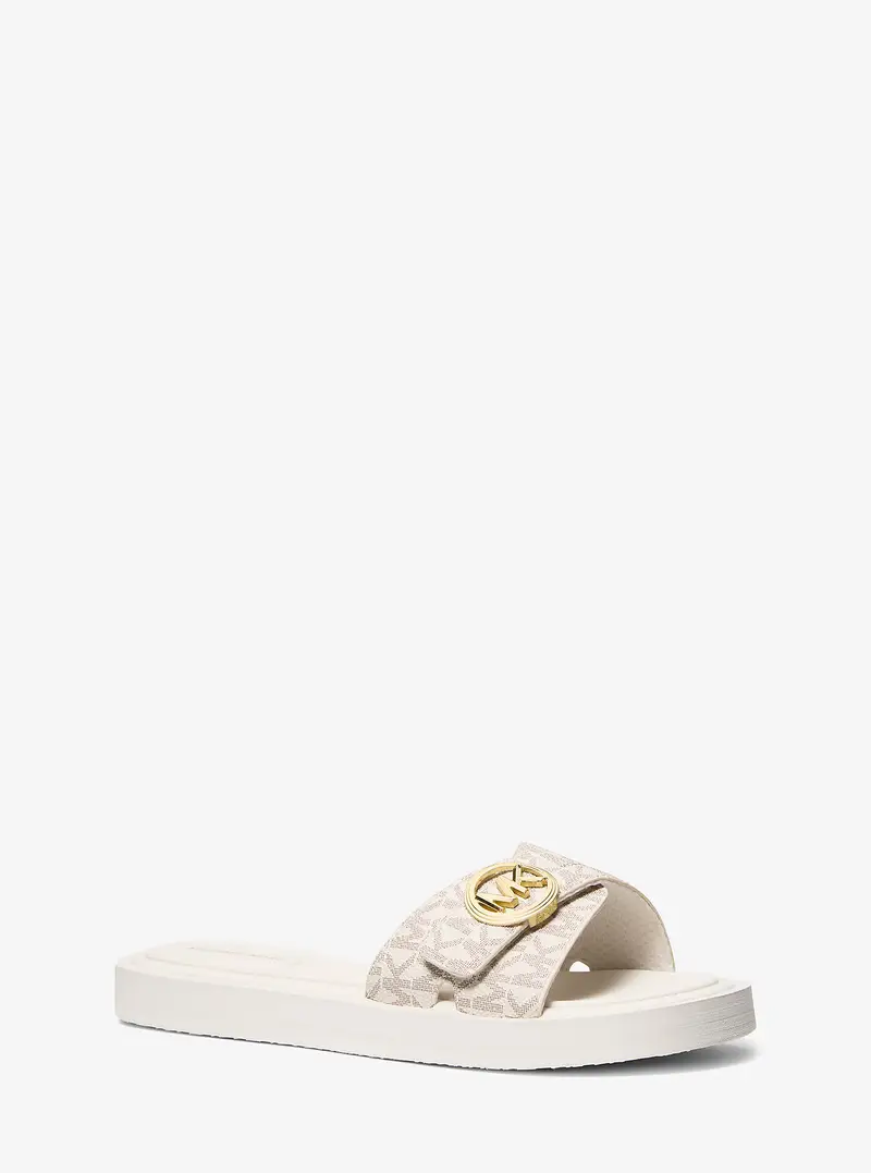 MK Sandalo slide con logo - Naturale - Michael Kors