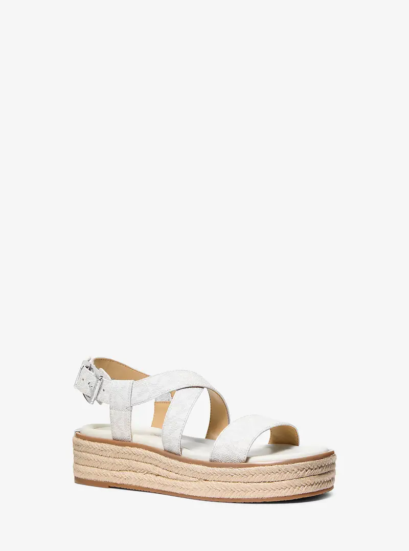MK Sandalo stile espadrilla Lynn con logo e plateau - Bianco - Michael Kors