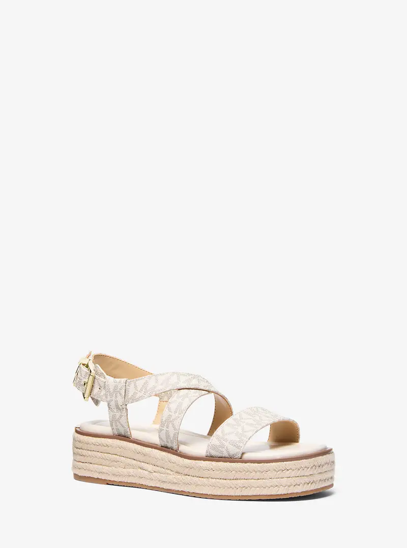 MK Sandalo stile espadrilla Lynn con logo e plateau - Naturale - Michael Kors
