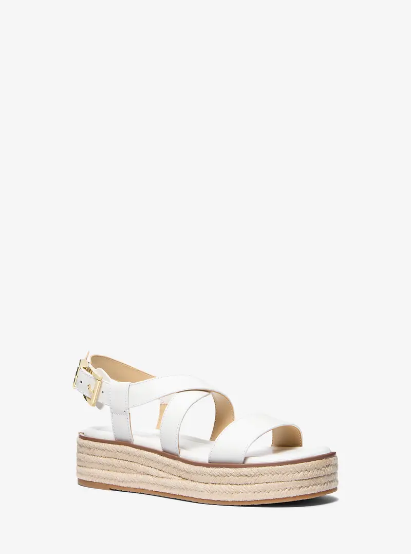 MK Sandalo stile espadrilla Lynne in pelle con plateau - Bianco - Michael Kors