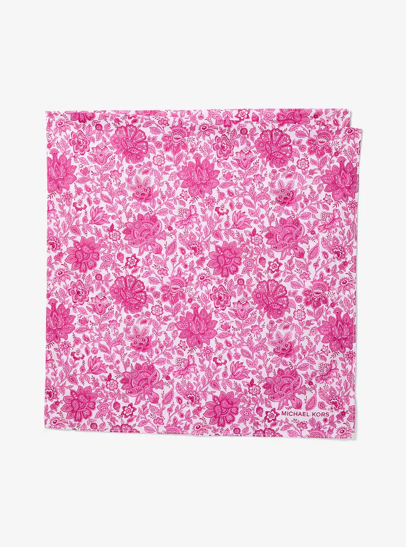 MK Sciarpa in cotone con stampa floreale - Rosa - Michael Kors