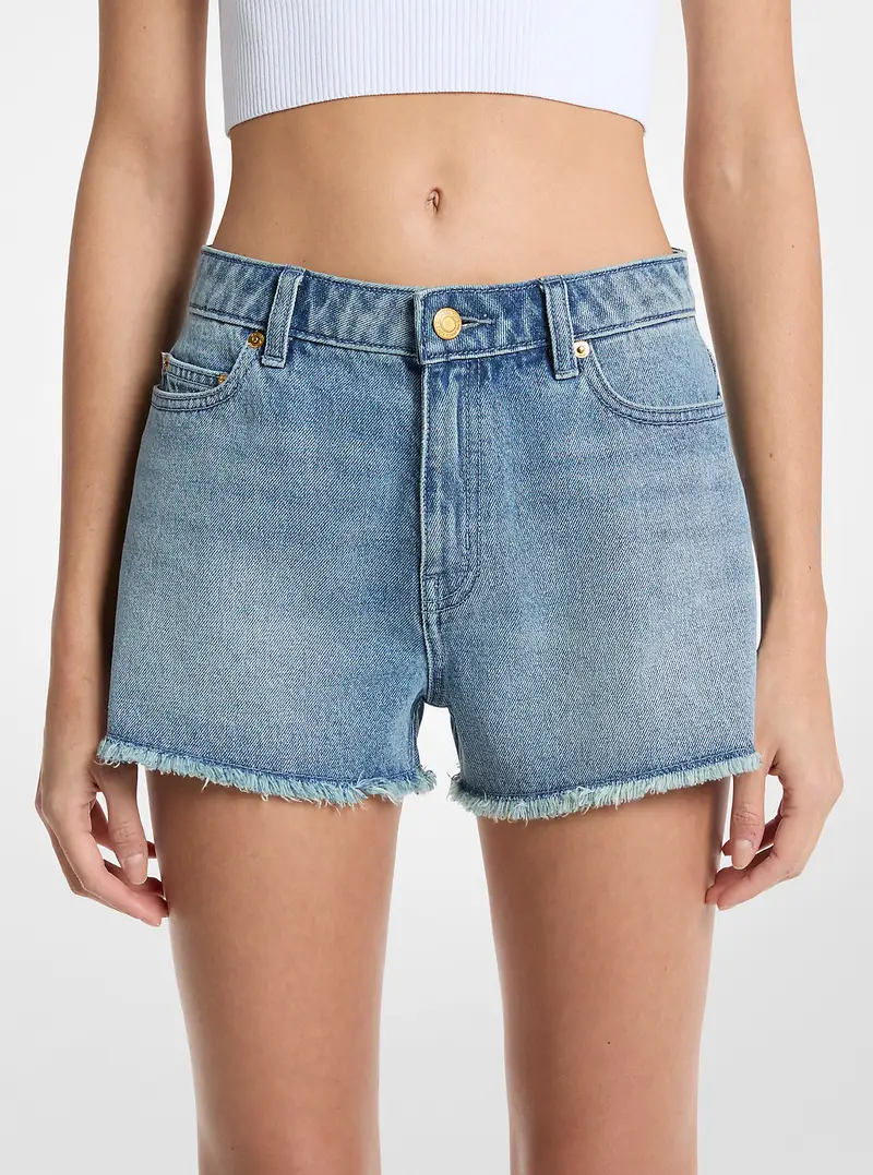 MK Shorts Gisele in denim sfrangiato - Blu - Michael Kors