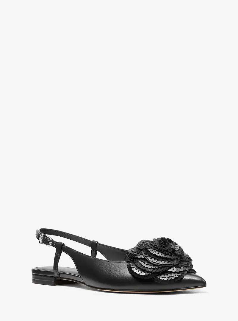 MK Slingback bassa Elodie in pelle con decorazioni - Nero - Michael Kors