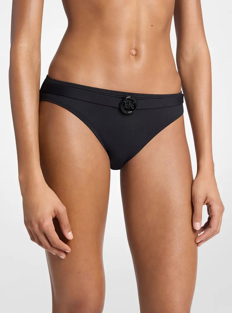 MK Slip bikini con cintura e logo - Nero - Michael Kors