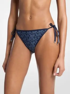 MK Slip bikini reversibile con logo - Blu - Michael Kors miniatura 2