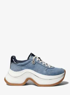 MK Sneaker Arla in denim e pelle - Bianco - Michael Kors miniatura 2