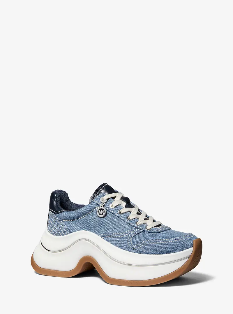 MK Sneaker Arla in denim e pelle - Bianco - Michael Kors