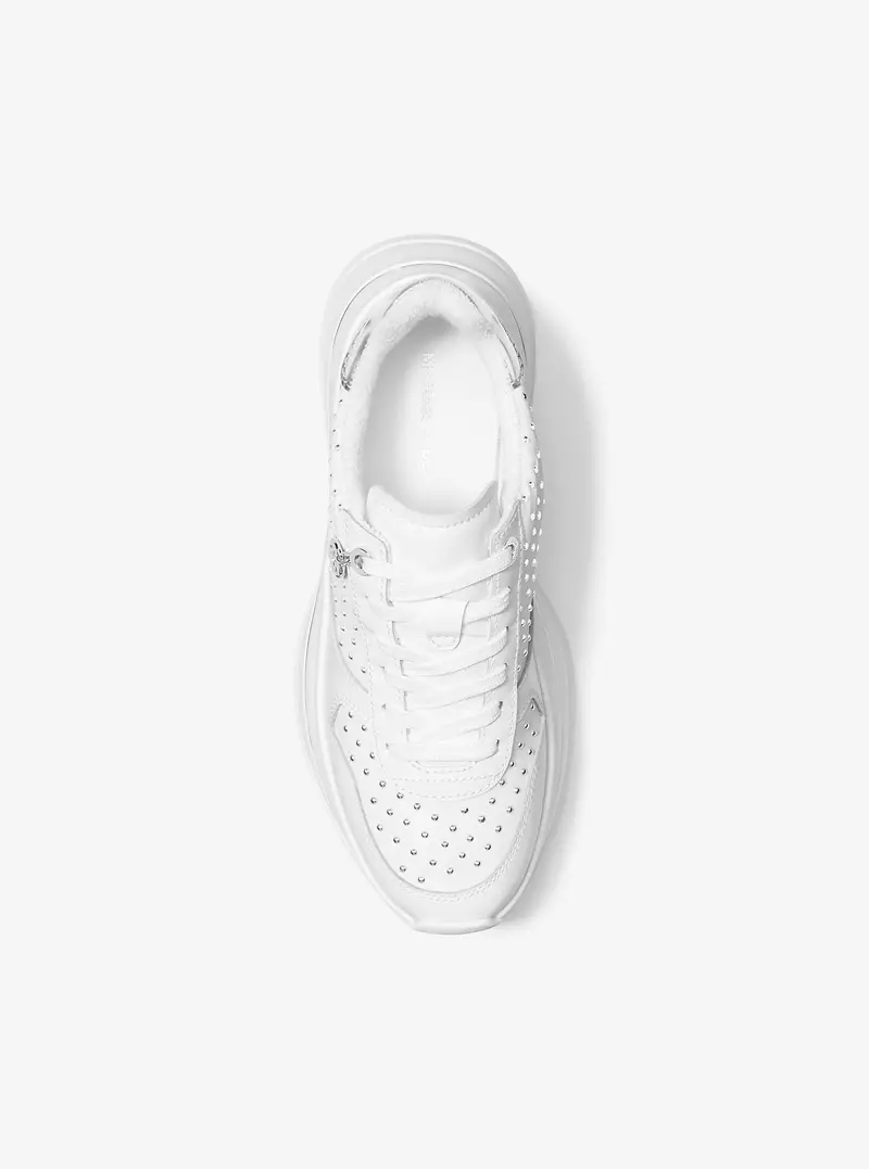 MK Sneaker Arla in pelle con borchie - Bianco - Michael Kors miniatura 3