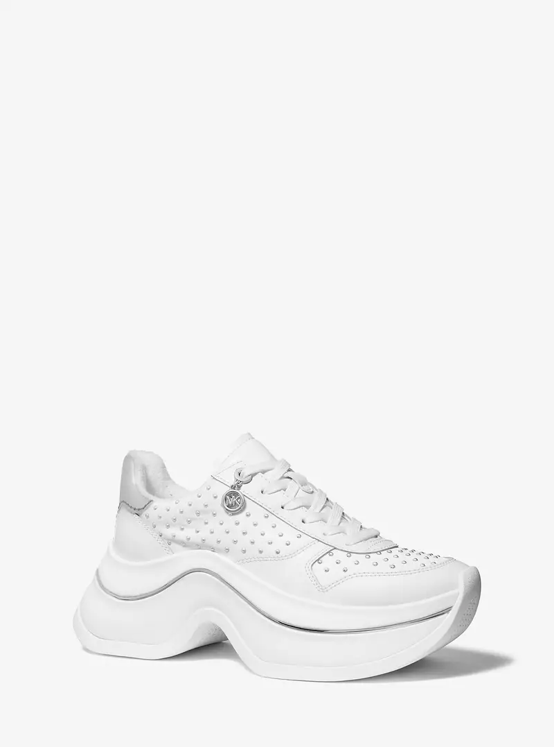 MK Sneaker Arla in pelle con borchie - Bianco - Michael Kors