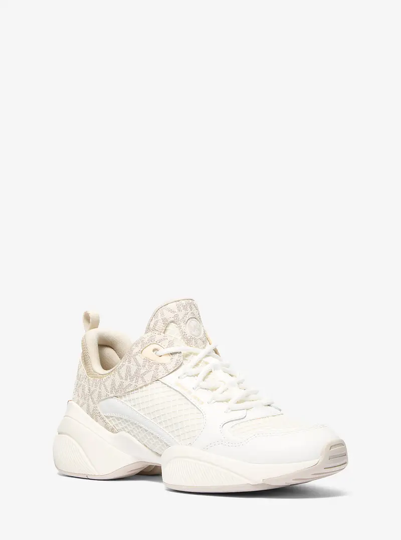 MK Sneaker Bowie in mesh con stampa logo - Naturale - Michael Kors