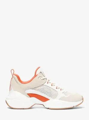 MK Sneaker Bowie in pelle scamosciata e mesh - Arancio - Michael Kors miniatura 3